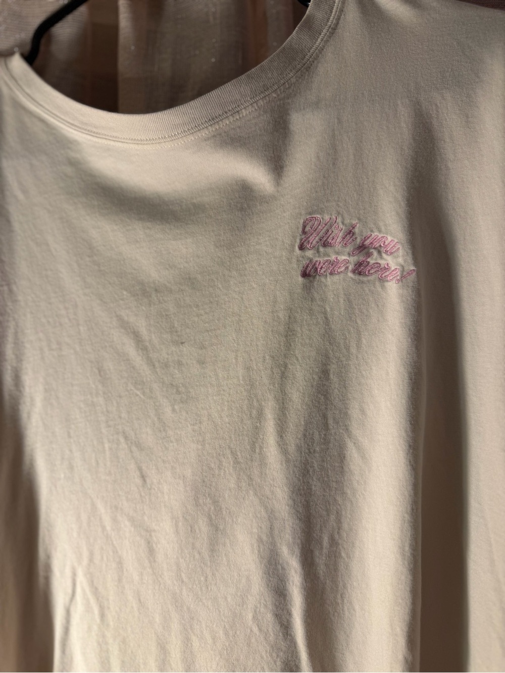 PINK Victoria's Secret Cream Tee with Pink Embroidered Logo